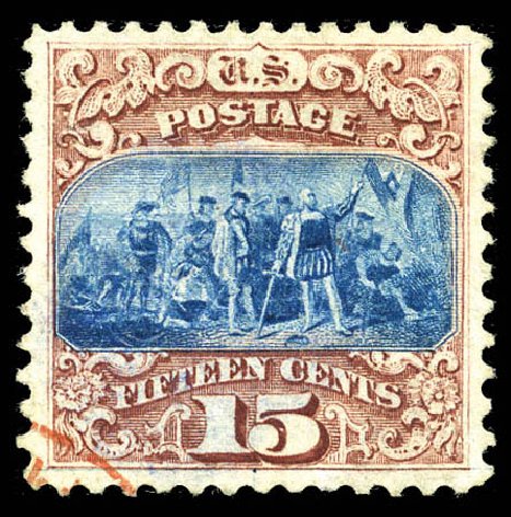 Values of US Stamp Scott Cat. #118 - 15c 1869 Pictorial Columbus. Matthew Bennett International, Feb 2012, Sale 340, Lot 223