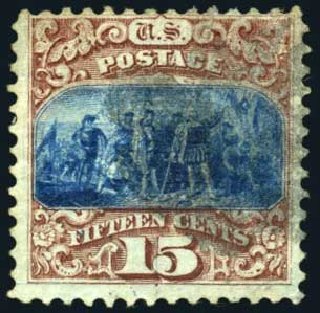 US Stamp Price Scott Catalogue # 118: 1869 15c Pictorial Columbus. Harmer-Schau Auction Galleries, Oct 2008, Sale 79, Lot 93