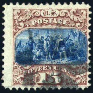 Value of US Stamps Scott #118 - 15c 1869 Pictorial Columbus. Harmer-Schau Auction Galleries, Feb 2010, Sale 84, Lot 1383