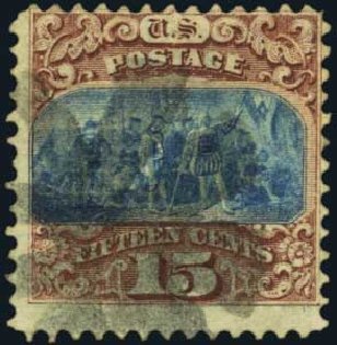Prices of US Stamps Scott Catalog # 118 - 1869 15c Pictorial Columbus. Harmer-Schau Auction Galleries, Oct 2011, Sale 91, Lot 203