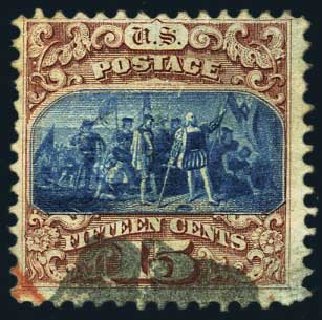 US Stamps Value Scott #118: 15c 1869 Pictorial Columbus. Harmer-Schau Auction Galleries, May 2015, Sale 105, Lot 116
