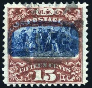 US Stamp Prices Scott Cat. # 119 - 1869 15c Pictorial Columbus. Harmer-Schau Auction Galleries, Jun 2008, Sale 78, Lot 1357