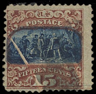 US Stamp Price Scott Catalog #119: 15c 1869 Pictorial Columbus. Daniel Kelleher Auctions, Jan 2012, Sale 628, Lot 287