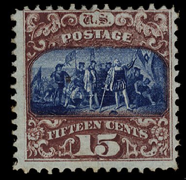 Values of US Stamp Scott Catalogue #119 - 1869 15c Pictorial Columbus. Cherrystone Auctions, Apr 2010, Sale 201004, Lot 148