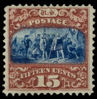 Values of US Stamps Scott Catalog 119: 1869 15c Pictorial Columbus. Daniel Kelleher Auctions, Jan 2015, Sale 663, Lot 1348