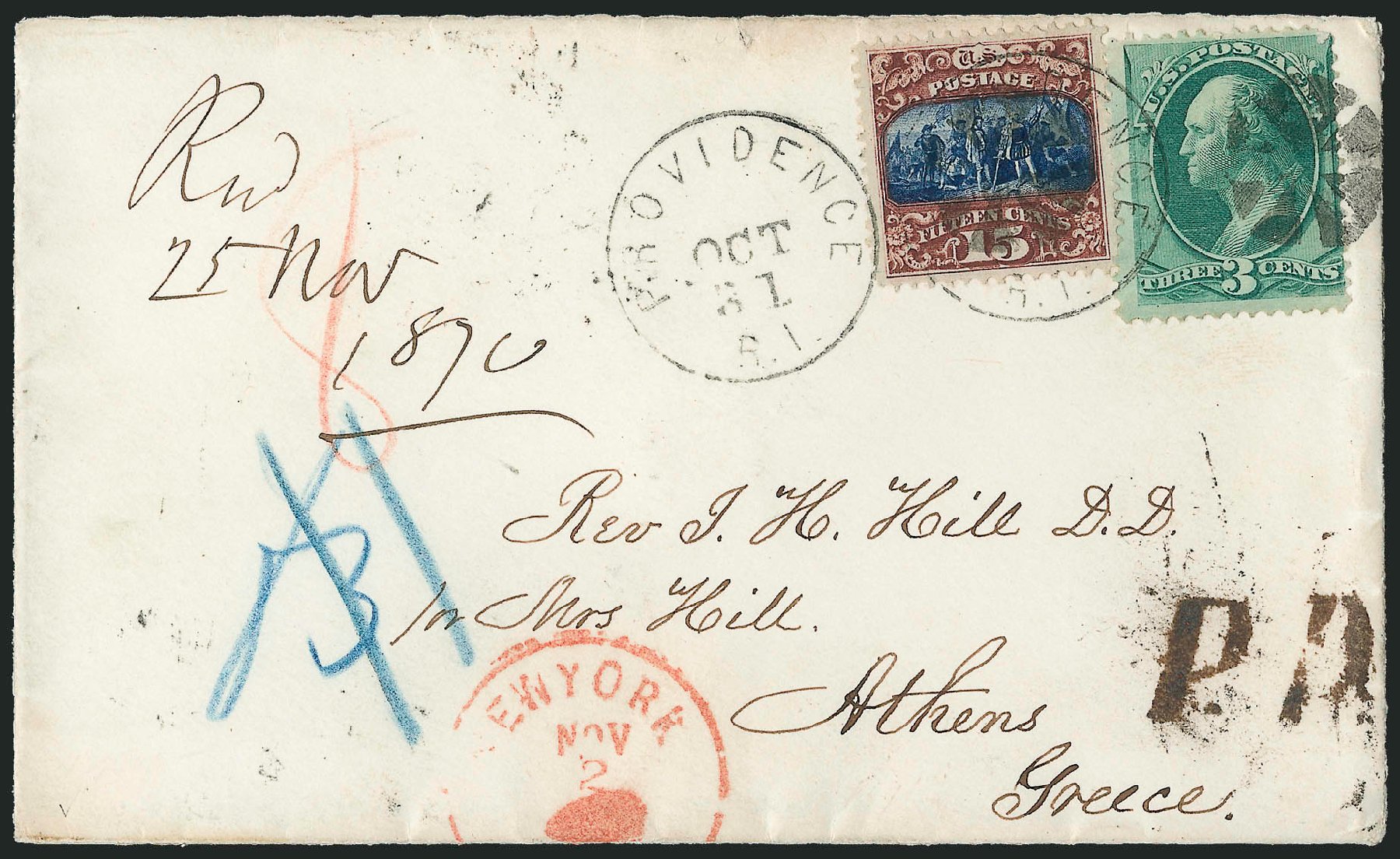 US Stamp Values Scott Cat. 119: 1869 15c Pictorial Columbus. Robert Siegel Auction Galleries, Mar 2011, Sale 1004, Lot 168
