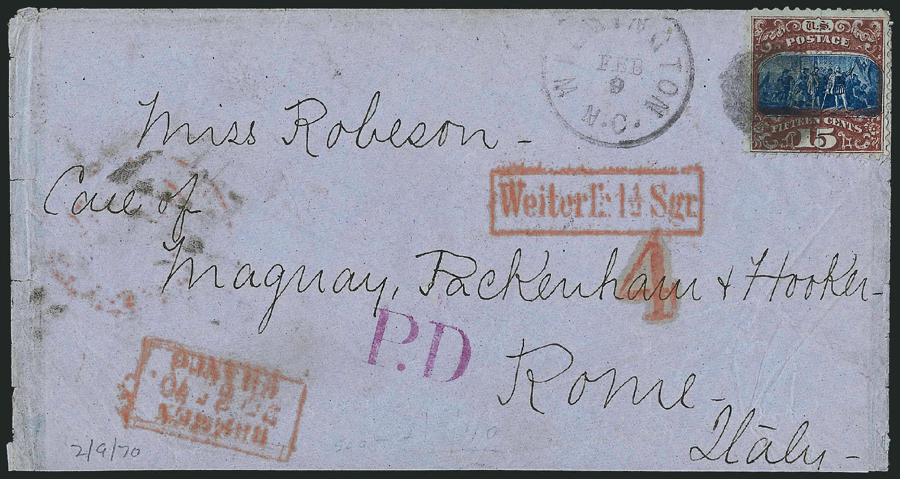 Price of US Stamps Scott Cat. 119: 15c 1869 Pictorial Columbus. Robert Siegel Auction Galleries, Oct 2011, Sale 1013, Lot 218