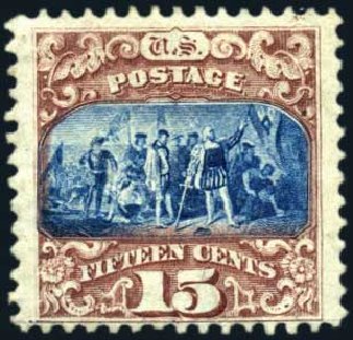 Prices of US Stamps Scott Catalog 119 - 1869 15c Pictorial Columbus. Harmer-Schau Auction Galleries, Oct 2009, Sale 83, Lot 359