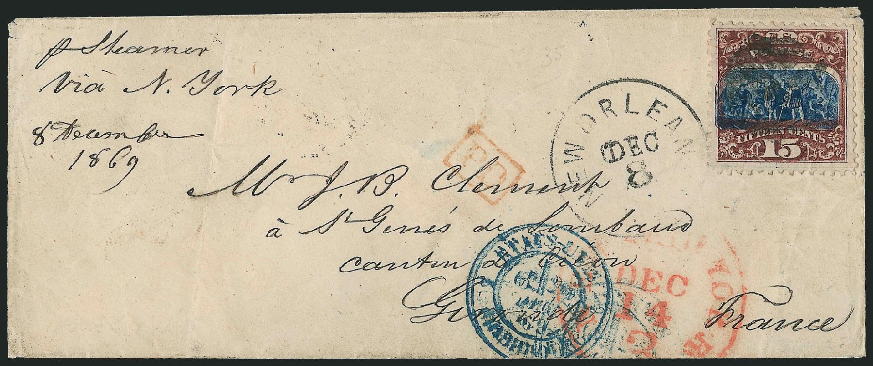 Prices of US Stamp Scott Cat. 119 - 1869 15c Pictorial Columbus. Robert Siegel Auction Galleries, Oct 2011, Sale 1013, Lot 219