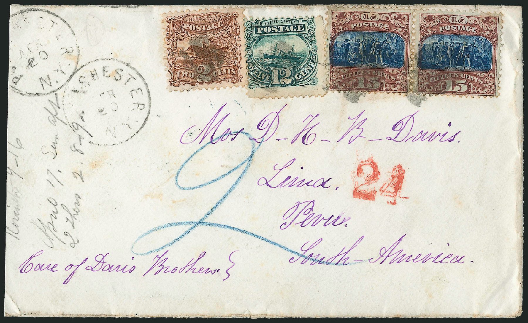 Price of US Stamps Scott Cat. # 119 - 15c 1869 Pictorial Columbus. Robert Siegel Auction Galleries, Oct 2011, Sale 1013, Lot 220