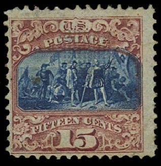 Cost of US Stamp Scott Catalog 119: 1869 15c Pictorial Columbus. Daniel Kelleher Auctions, Aug 2012, Sale 631, Lot 811
