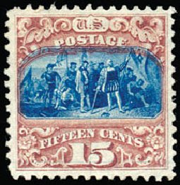 US Stamp Values Scott 119: 1869 15c Pictorial Columbus. Schuyler J. Rumsey Philatelic Auctions, Apr 2015, Sale 60, Lot 2101