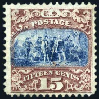 Values of US Stamp Scott Catalogue #119 - 1869 15c Pictorial Columbus. Harmer-Schau Auction Galleries, Feb 2010, Sale 84, Lot 1384