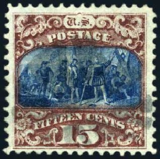 US Stamp Values Scott # 119: 1869 15c Pictorial Columbus. Harmer-Schau Auction Galleries, Mar 2011, Sale 89, Lot 165