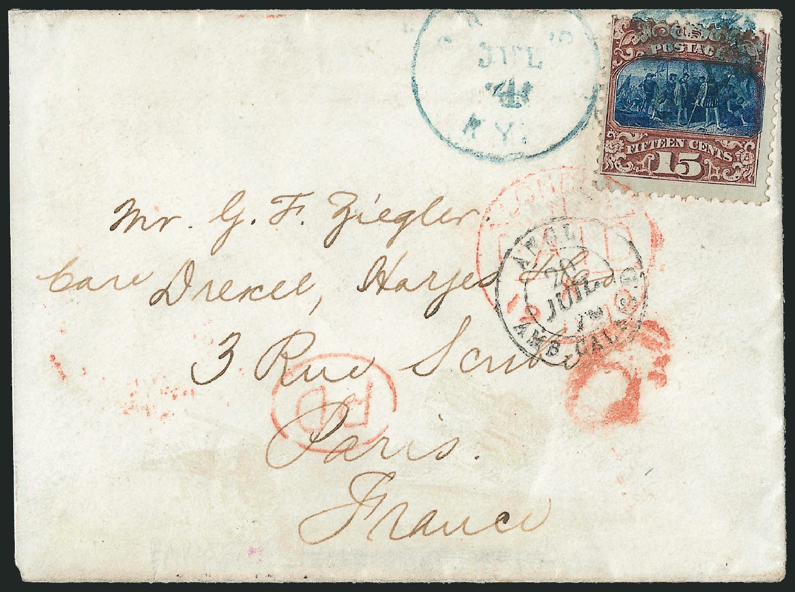 US Stamps Prices Scott Catalogue # 119 - 1869 15c Pictorial Columbus. Robert Siegel Auction Galleries, Mar 2011, Sale 1004, Lot 165