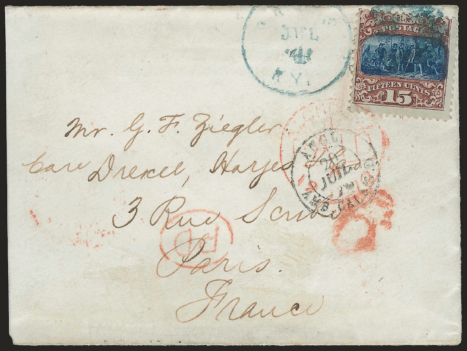 Values of US Stamp Scott Cat. # 119 - 1869 15c Pictorial Columbus. Robert Siegel Auction Galleries, Jun 2009, Sale 973, Lot 125