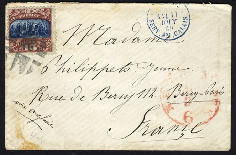 Price of US Stamps Scott Catalog 119 - 1869 15c Pictorial Columbus. Cherrystone Auctions, Jan 2009, Sale 200901, Lot 132