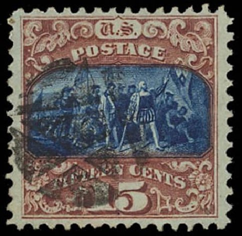 US Stamps Prices Scott 119: 1869 15c Pictorial Columbus. Daniel Kelleher Auctions, Oct 2011, Sale 626, Lot 142