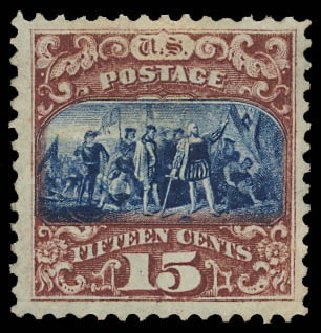 US Stamp Price Scott Catalog 119 - 15c 1869 Pictorial Columbus. Daniel Kelleher Auctions, Jun 2012, Sale 630, Lot 1342