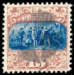 US Stamp Price Scott Catalog 119: 1869 15c Pictorial Columbus. Schuyler J. Rumsey Philatelic Auctions, Apr 2015, Sale 60, Lot 2102