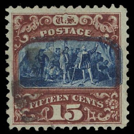Values of US Stamps Scott Catalogue # 119 - 1869 15c Pictorial Columbus. Daniel Kelleher Auctions, Oct 2011, Sale 626, Lot 143