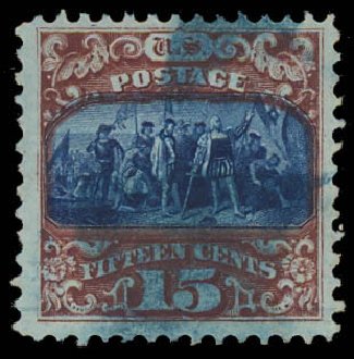 US Stamp Values Scott Catalogue # 119: 1869 15c Pictorial Columbus. Daniel Kelleher Auctions, Jun 2012, Sale 630, Lot 1343