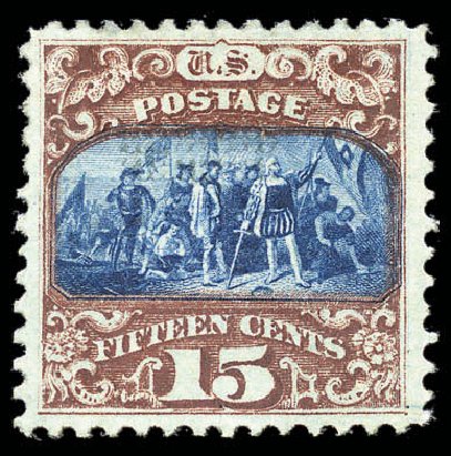 US Stamps Prices Scott Catalog 119: 15c 1869 Pictorial Columbus. Matthew Bennett International, Sep 2010, Sale 331, Lot 476