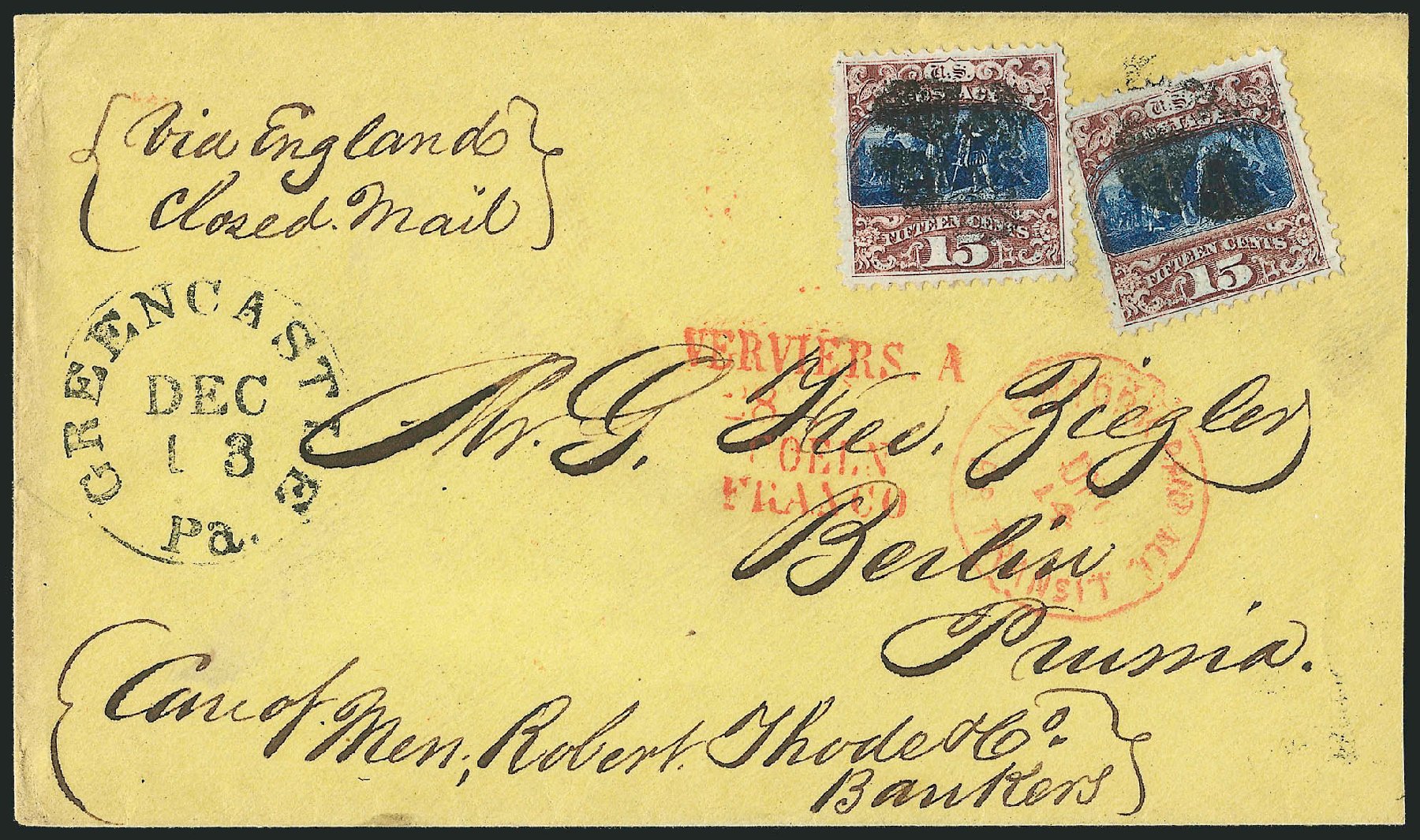 Prices of US Stamp Scott Cat. 119 - 1869 15c Pictorial Columbus. Robert Siegel Auction Galleries, Mar 2011, Sale 1004, Lot 166