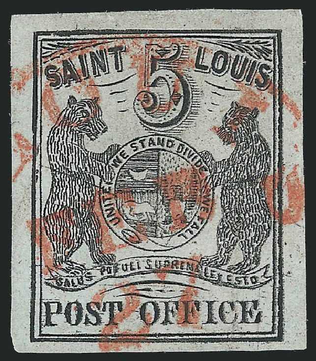US Stamp Value Scott Catalogue # 11X1 - 1845 5c St Louis Postmasters Provisional. Robert Siegel Auction Galleries, Dec 2010, Sale 1000, Lot 1002