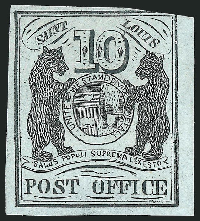 US Stamp Values Scott 11X2 - 1845 10c St Louis Postmasters Provisional. Robert Siegel Auction Galleries, Oct 2014, Sale 1082, Lot 316