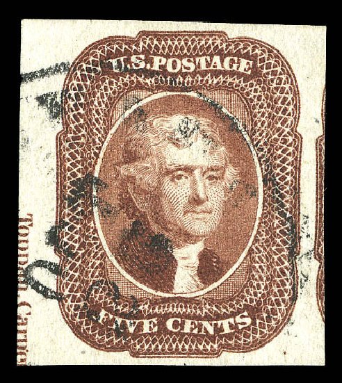 Prices of US Stamp Scott Cat. #12: 1856 5c Jefferson. Matthew Bennett International, Sep 2012, Sale 345, Lot 27