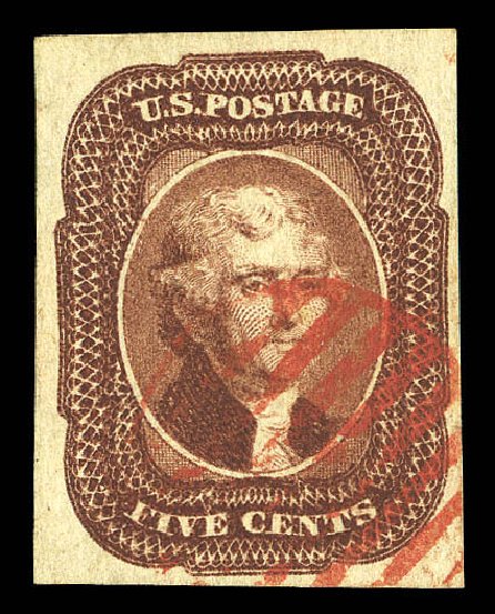 US Stamp Price Scott #12 - 5c 1856 Jefferson. Matthew Bennett International, Sep 2012, Sale 346, Lot 677