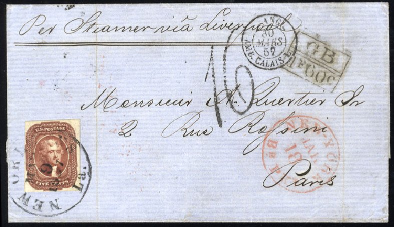 Costs of US Stamp Scott 12: 5c 1856 Jefferson. Cherrystone Auctions, Mar 2009, Sale 200903, Lot 27