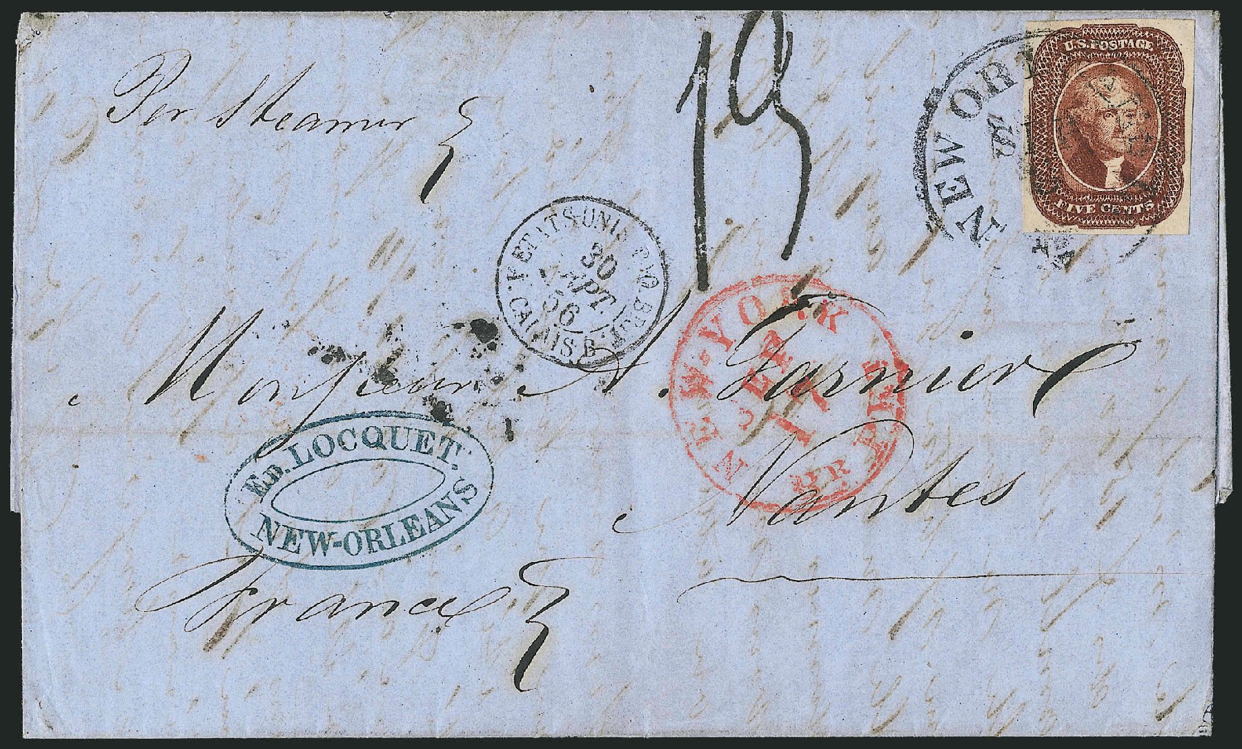 Cost of US Stamp Scott Catalog # 12: 5c 1856 Jefferson. Robert Siegel Auction Galleries, Dec 2010, Sale 1002, Lot 3717
