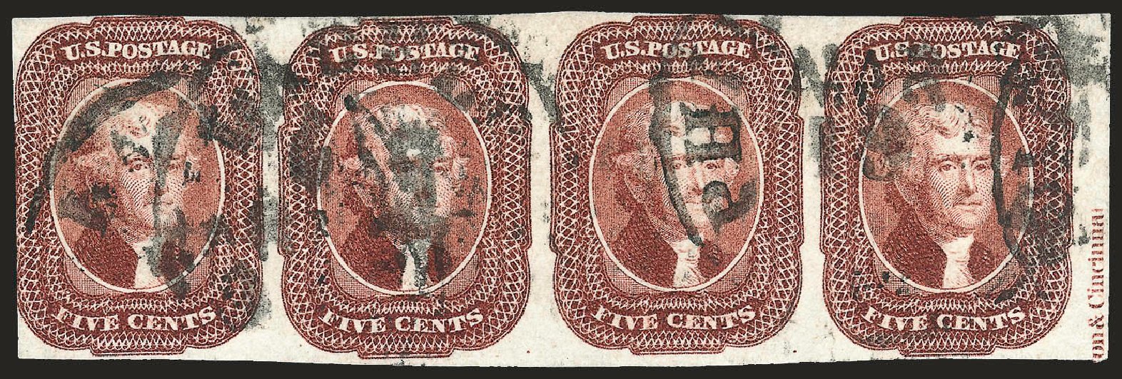 US Stamp Value Scott 12 - 1856 5c Jefferson. Robert Siegel Auction Galleries, Oct 2008, Sale 963, Lot 197