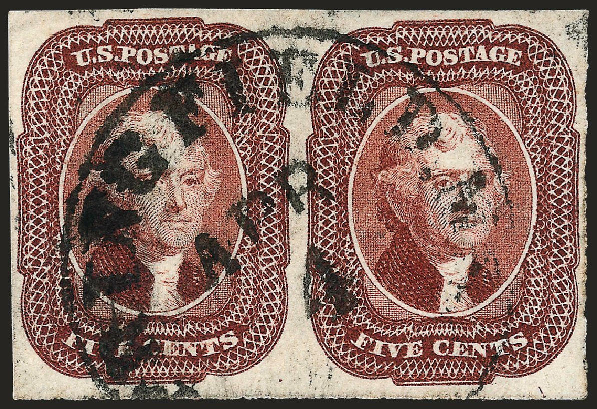 US Stamps Values Scott Catalog 12 - 1856 5c Jefferson. Robert Siegel Auction Galleries, Oct 2008, Sale 963, Lot 207