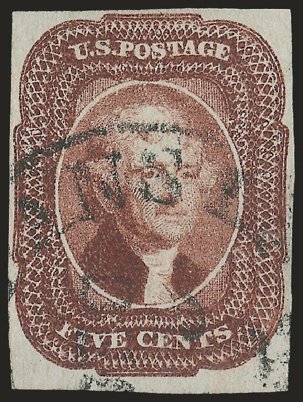 US Stamps Prices Scott Cat. 12 - 1856 5c Jefferson. Robert Siegel Auction Galleries, Jun 2009, Sale 975, Lot 1137