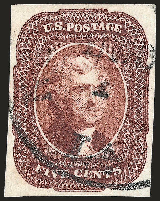 Values of US Stamps Scott Cat. 12 - 1856 5c Jefferson. Robert Siegel Auction Galleries, Sep 2009, Sale 976, Lot 1157