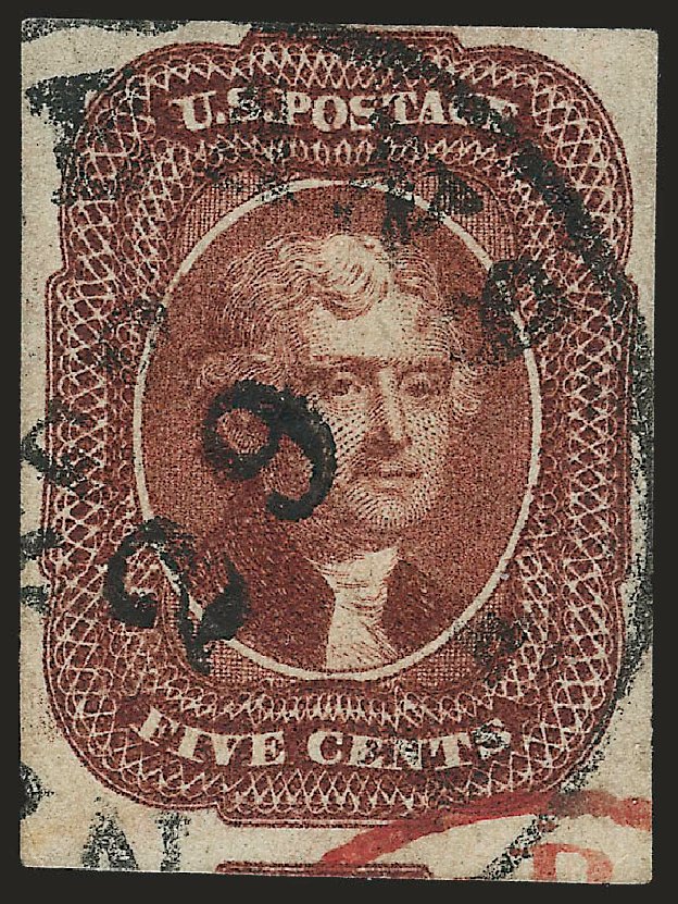 Value of US Stamps Scott Cat. # 12 - 1856 5c Jefferson. Robert Siegel Auction Galleries, Dec 2009, Sale 982, Lot 5077