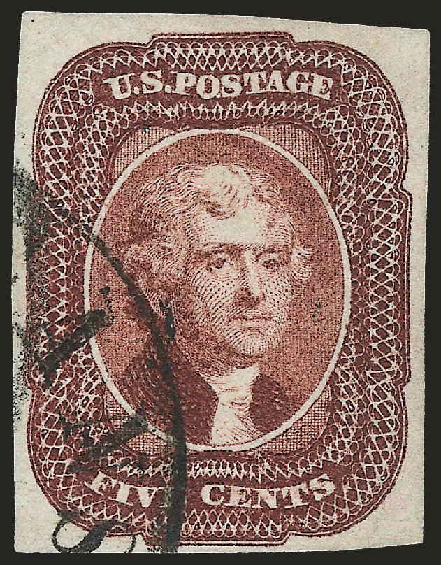 Values of US Stamp Scott Cat. 12 - 1856 5c Jefferson. Robert Siegel Auction Galleries, Jun 2010, Sale 992, Lot 2047