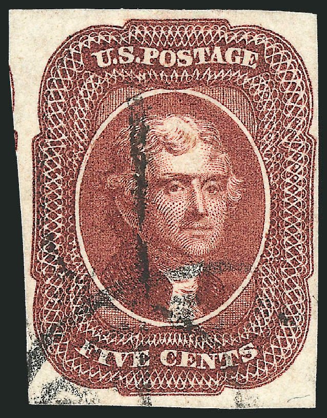 US Stamp Values Scott 12 - 1856 5c Jefferson. Robert Siegel Auction Galleries, Oct 2010, Sale 997, Lot 5167