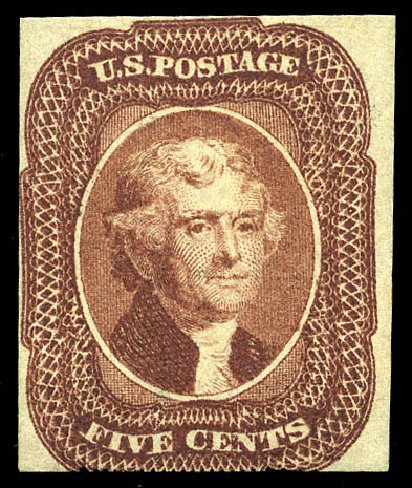 US Stamps Prices Scott 12: 1856 5c Jefferson. Matthew Bennett International, May 2014, Sale 350, Lot 28