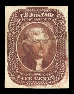 Price of US Stamp Scott Catalog #12: 5c 1856 Jefferson. Cherrystone Auctions, Sep 2014, Sale 201409, Lot 8