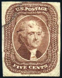 Prices of US Stamp Scott Catalogue 12: 5c 1856 Jefferson. Harmer-Schau Auction Galleries, Feb 2009, Sale 80, Lot 1088