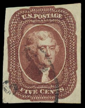 US Stamp Value Scott Cat. #12 - 5c 1856 Jefferson. Daniel Kelleher Auctions, Apr 2012, Sale 629, Lot 158