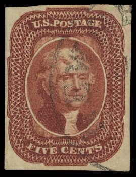 US Stamp Value Scott #12: 5c 1856 Jefferson. Daniel Kelleher Auctions, Jun 2012, Sale 630, Lot 1218