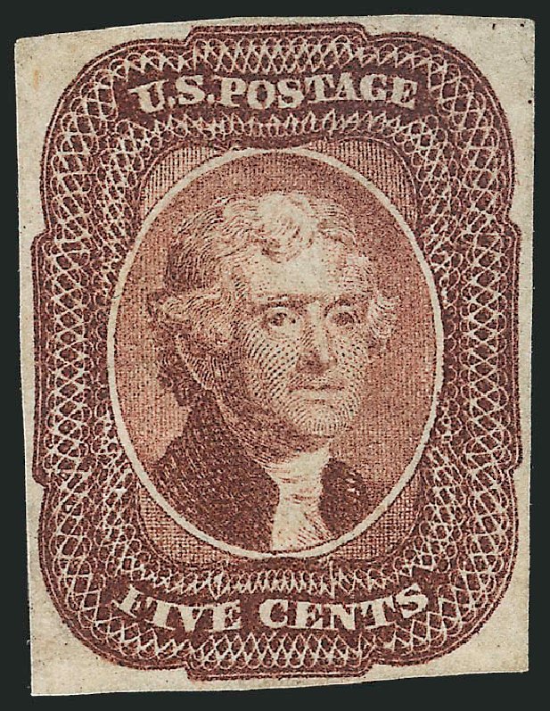 US Stamps Price Scott Catalog 12: 1856 5c Jefferson. Robert Siegel Auction Galleries, Mar 2013, Sale 1040, Lot 1198