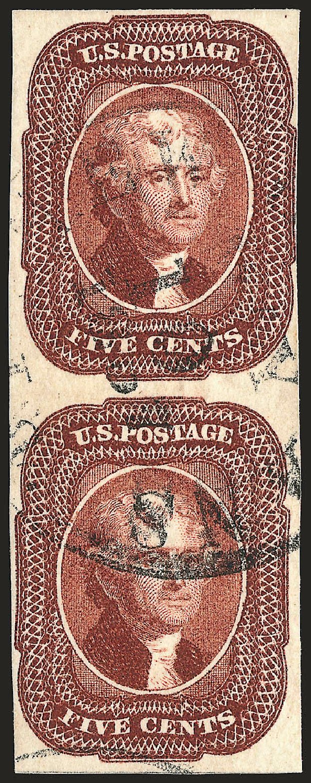 Value of US Stamp Scott Cat. # 12: 5c 1856 Jefferson. Robert Siegel Auction Galleries, Oct 2008, Sale 963, Lot 208