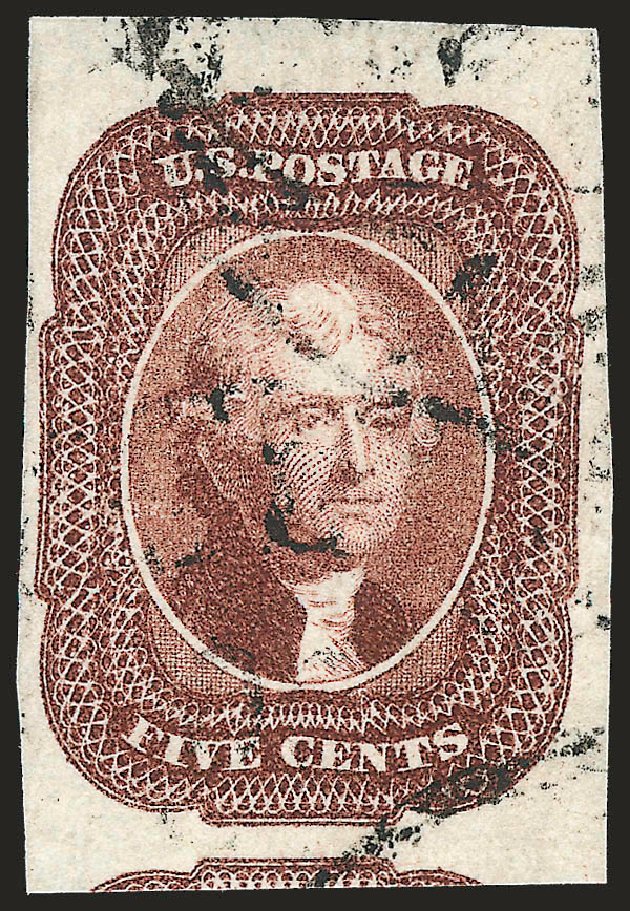 US Stamps Value Scott Catalogue 12 - 5c 1856 Jefferson. Robert Siegel Auction Galleries, Sep 2009, Sale 976, Lot 1158