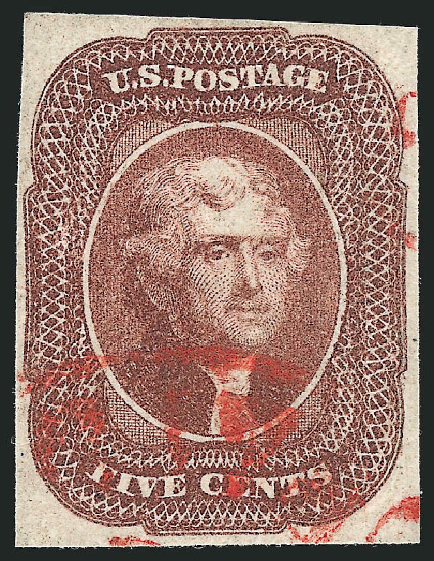 Cost of US Stamps Scott Catalogue 12: 1856 5c Jefferson. Robert Siegel Auction Galleries, Oct 2010, Sale 997, Lot 5168
